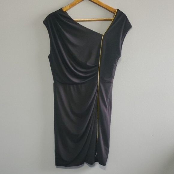 Allen B. By Allen Schwartz Asymmetrical Draped Cocktail Dress Womens Size MEDIUM - Picture 1 of 8